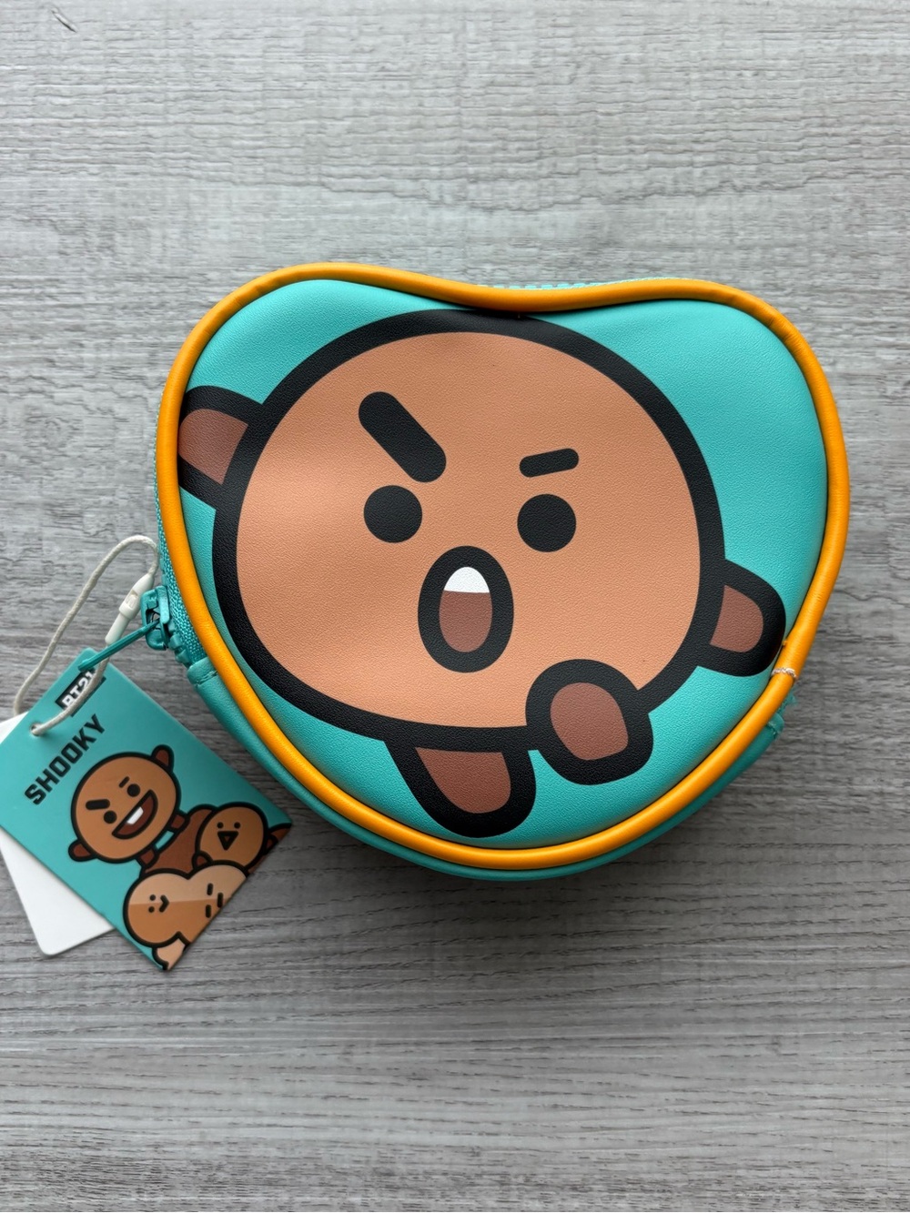BT21 Shooky Zipper Pouch Mint Zip Kawaii KPop Bag BTS
